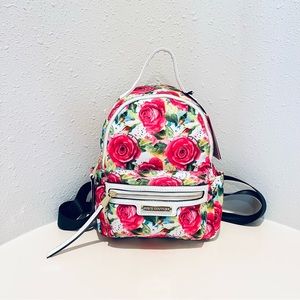 Juicy Couture Roses Print Mini White Logo Backpack OS NWT